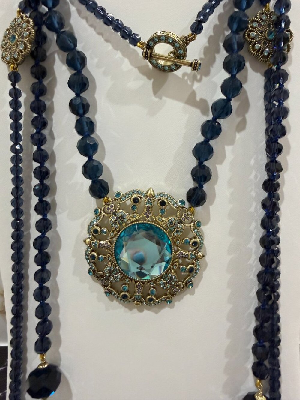 HEIDI DAUS "HOW SUITE IT IS" 3-STRAND NECKLACE | BLUE/AQUA | NWOT - Picture 8 of 15